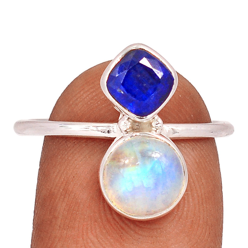 Blue Fire Moonstone & Kyanite Faceted Ring - BFMR4438