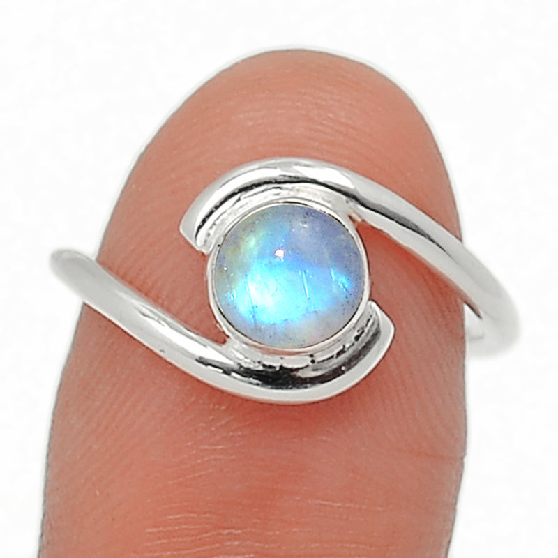 Small Plain - Blue Fire Moonstone Ring - BFMR793