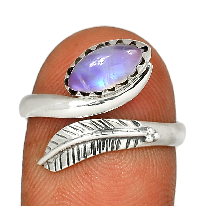 Leaf Design - Blue Fire Moonstone Ring - BFMR857