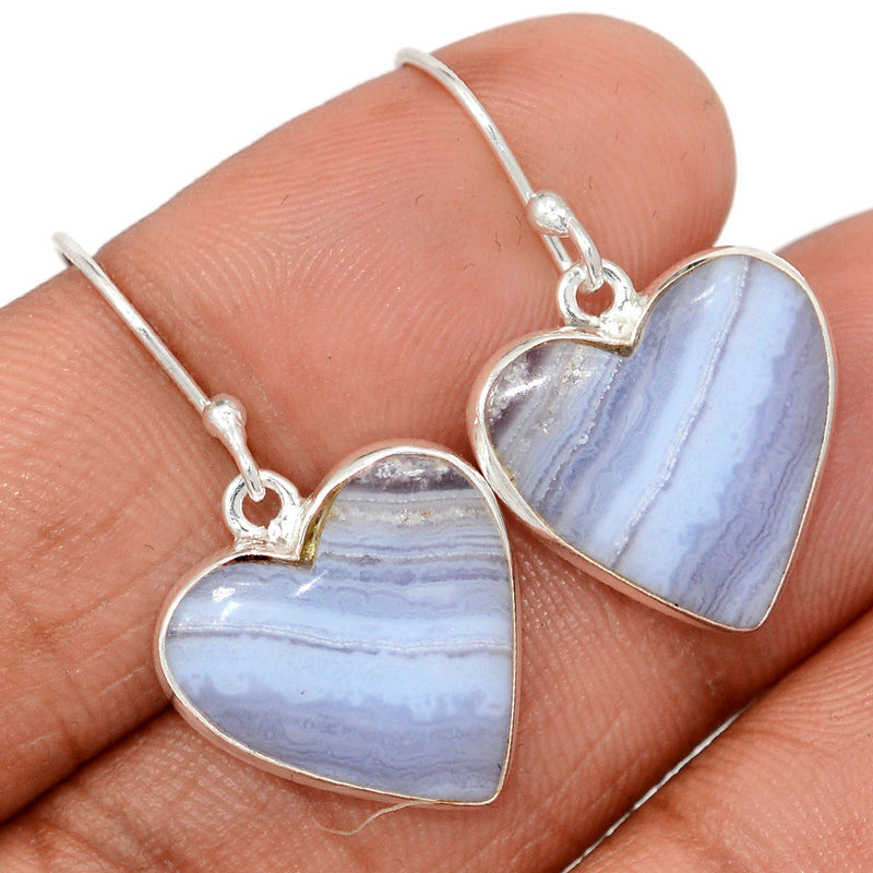 1.3" Heart - Blue Lace Agate Earrings - BLAE949