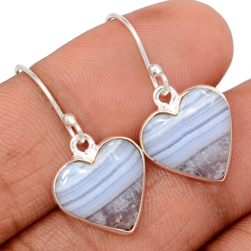 1.2" Heart - Blue Lace Agate Earrings - BLAE950