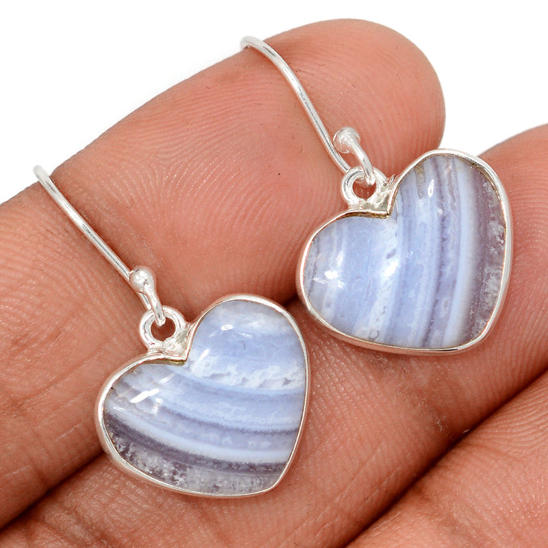 1.2" Heart - Blue Lace Agate Earrings - BLAE953