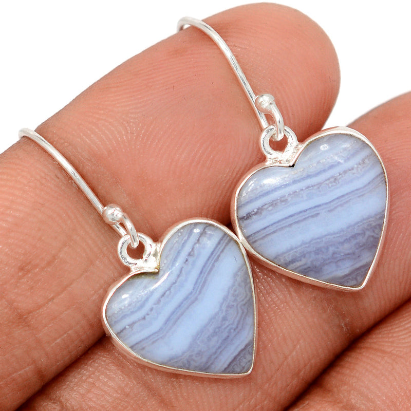 1.2" Heart - Blue Lace Agate Earrings - BLAE955