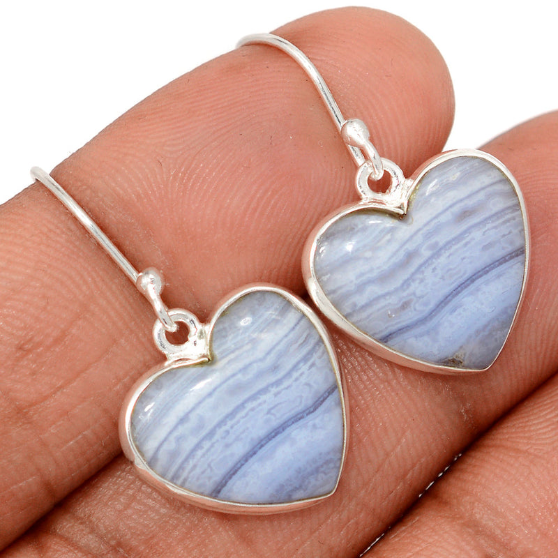 1.2" Heart - Blue Lace Agate Earrings - BLAE956