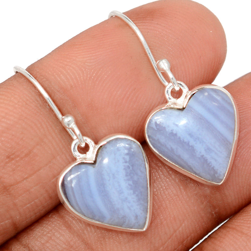1.2" Heart - Blue Lace Agate Earrings - BLAE957
