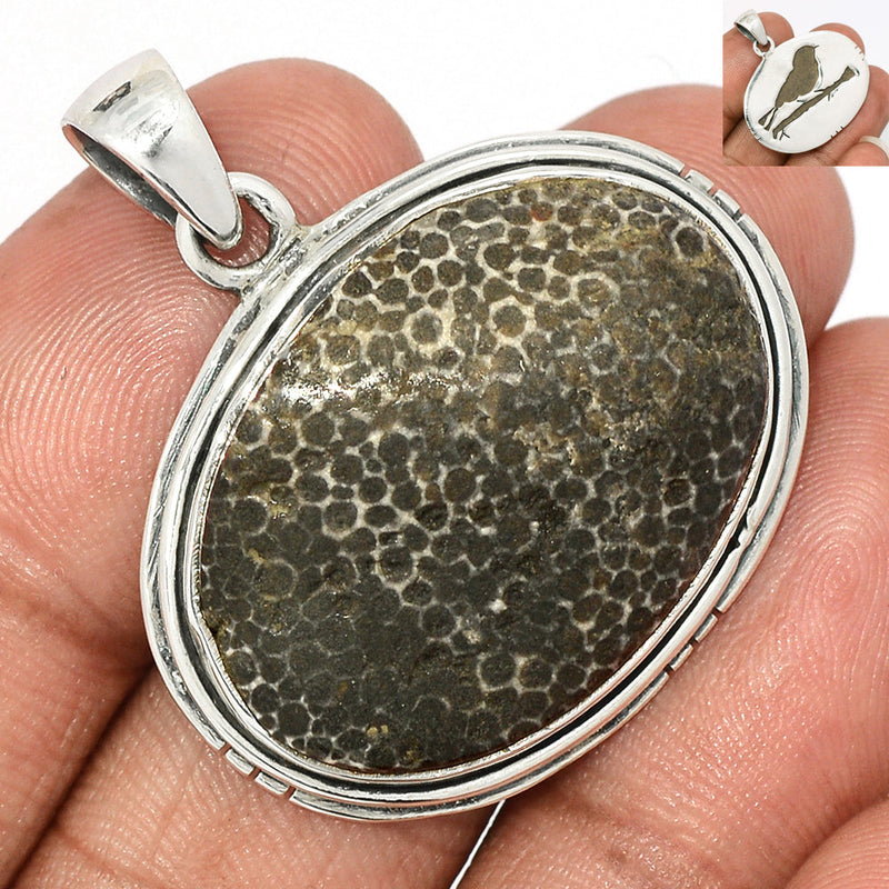 1.3" Bird - Black Coral Pendants - BLCP189