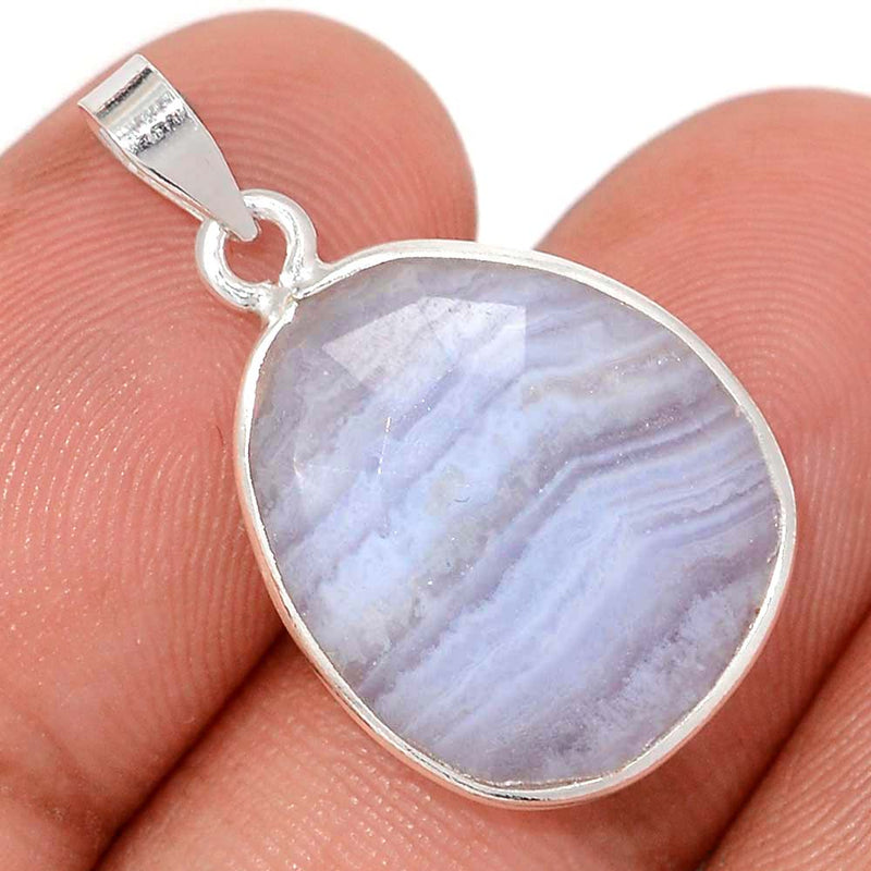 1" Blue Lace Agate Faceted Pendants - BLFP12