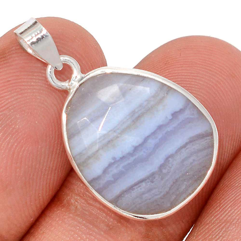 1" Blue Lace Agate Faceted Pendants - BLFP13