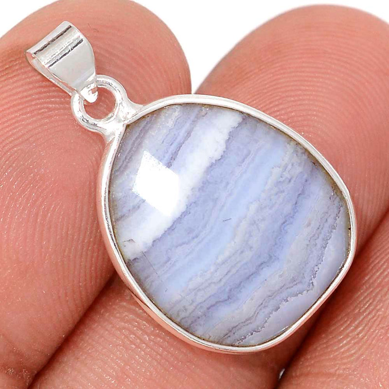 1" Blue Lace Agate Faceted Pendants - BLFP3