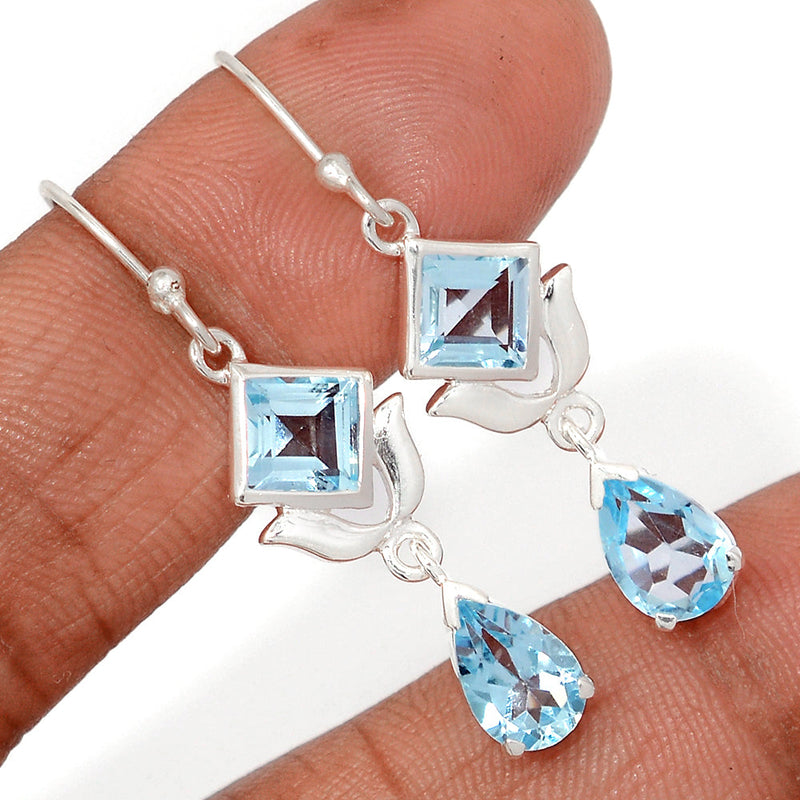1.7" Designer - Blue Topaz Earrings - BLTE1