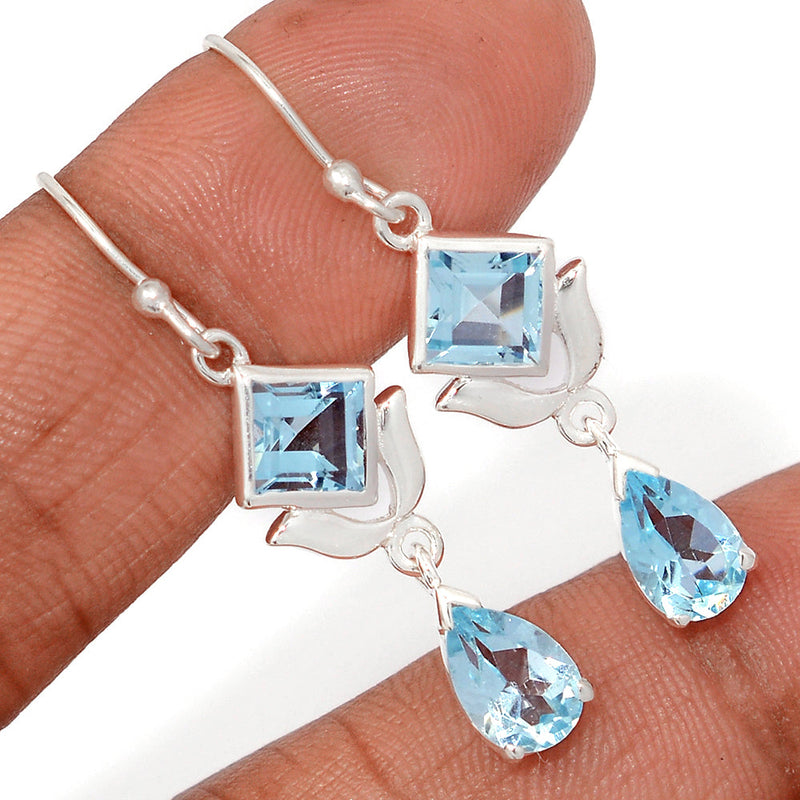 1.7" Designer - Blue Topaz Earrings - BLTE2