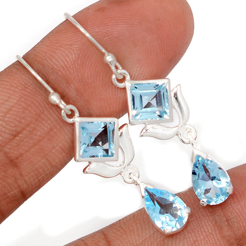 1.7" Designer - Blue Topaz Earrings - BLTE3