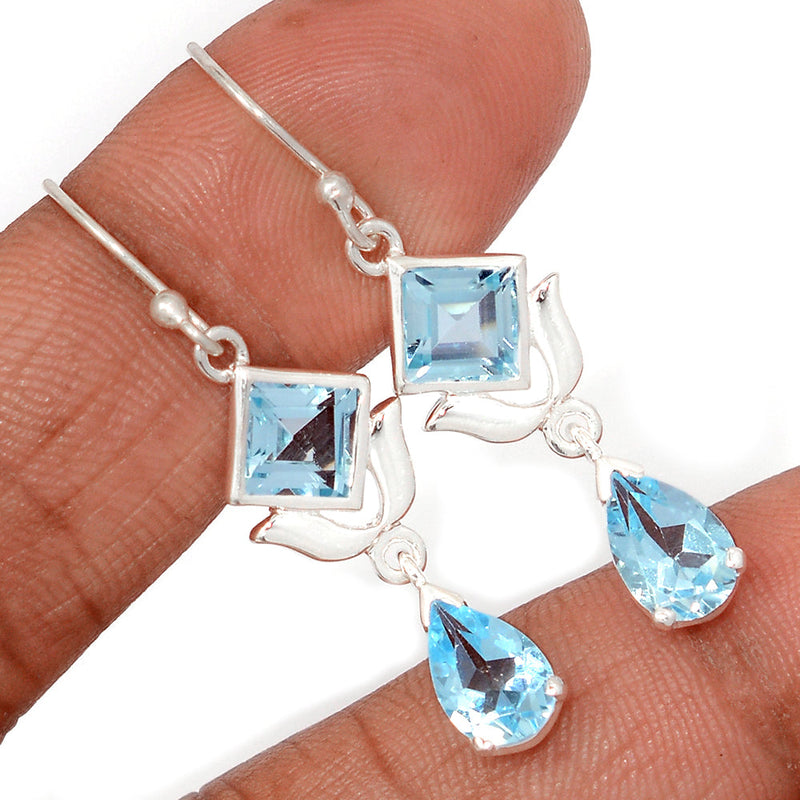 1.7" Designer - Blue Topaz Earrings - BLTE4
