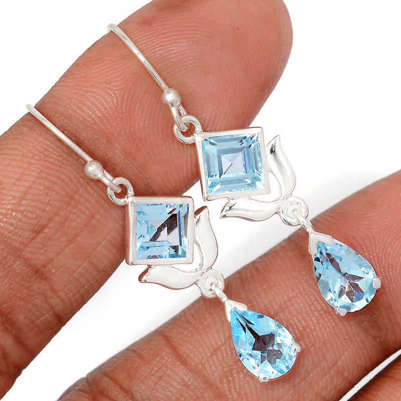 1.7" Designer - Blue Topaz Earrings - BLTE5