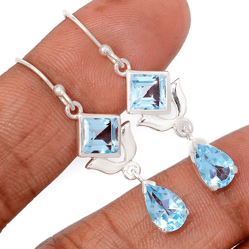 1.7" Designer - Blue Topaz Earrings - BLTE6