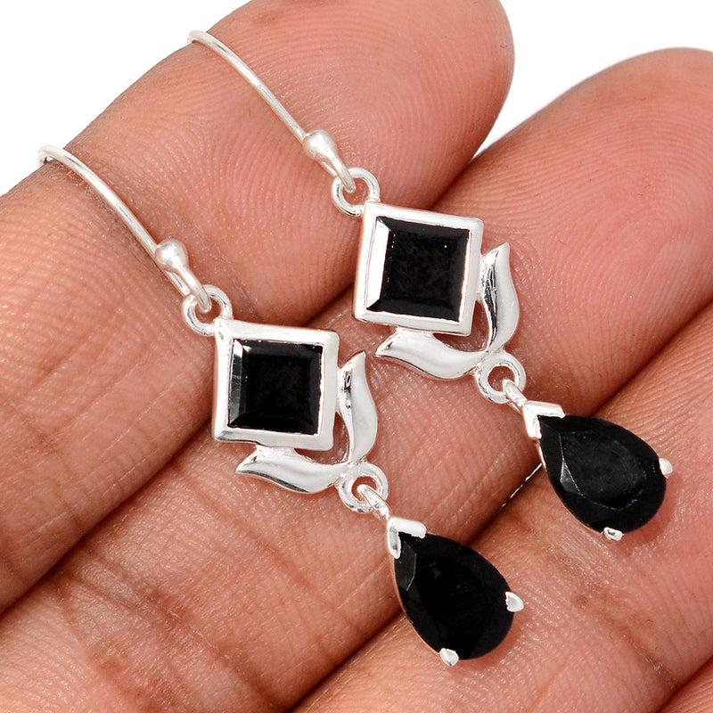1.7" Designer - Black Onyx Faceted Earrings - BOFE762