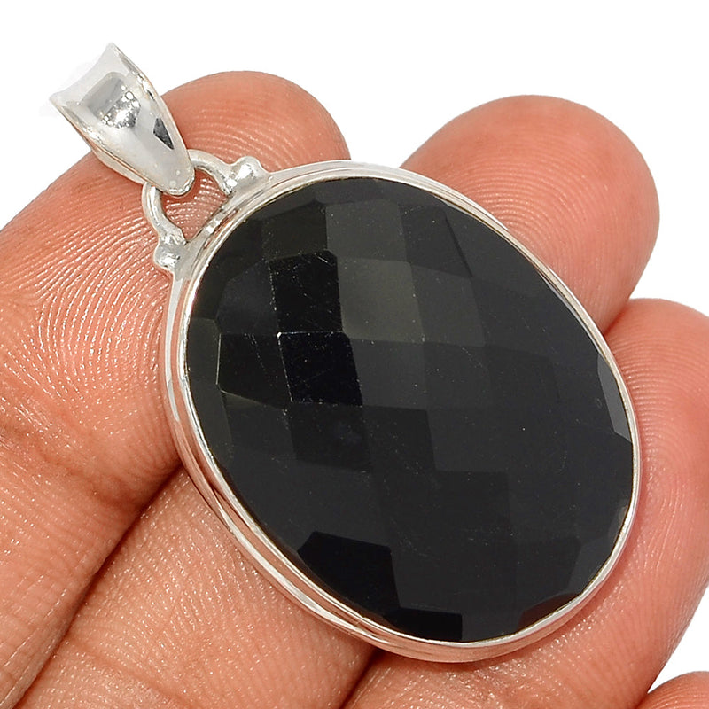 1.7" Black Onyx Faceted Pendants - BOFP1233
