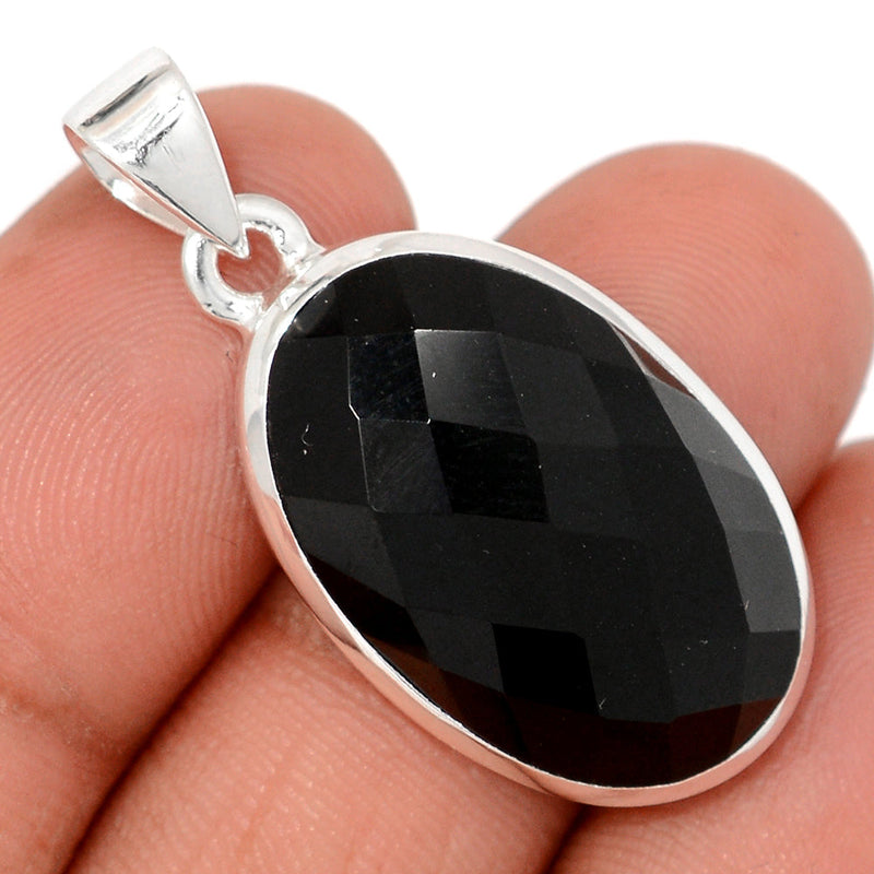 1.5" Black Onyx Faceted Pendants - BOFP1239