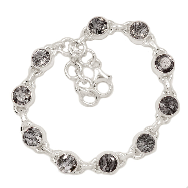 7.5" Black Rutilated Quartz Faceted Bracelets - BRFB22