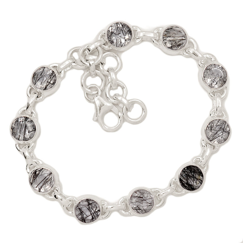 7.5" Black Rutilated Quartz Faceted Bracelets - BRFB25