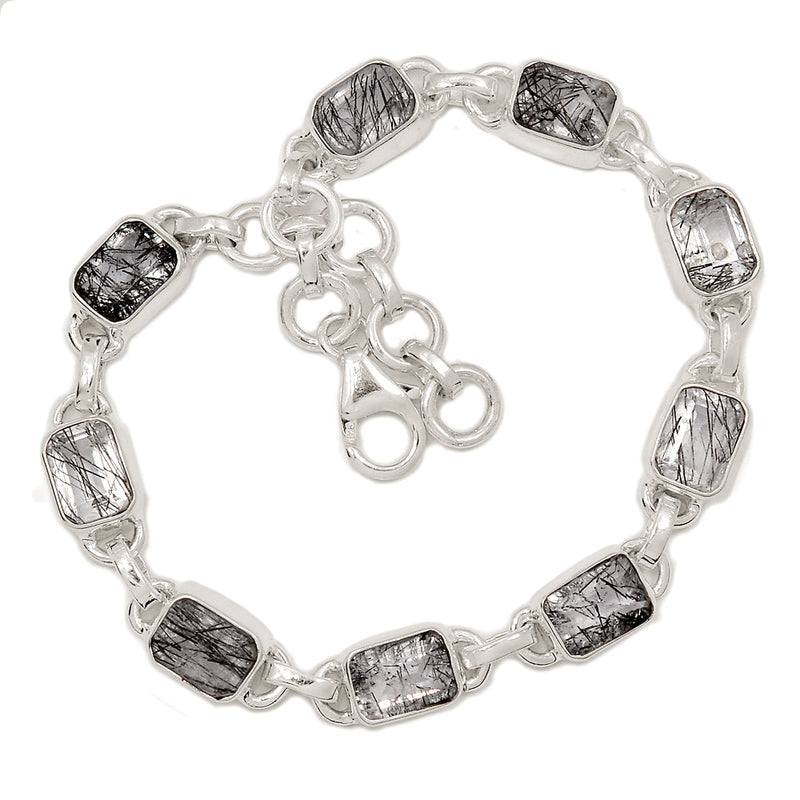 7.6" Black Rutilated Quartz Faceted Bracelets - BRFB26