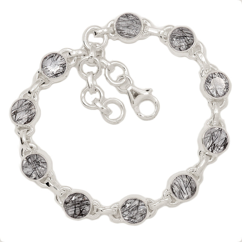 7.3" Black Rutilated Quartz Faceted Bracelets - BRFB27