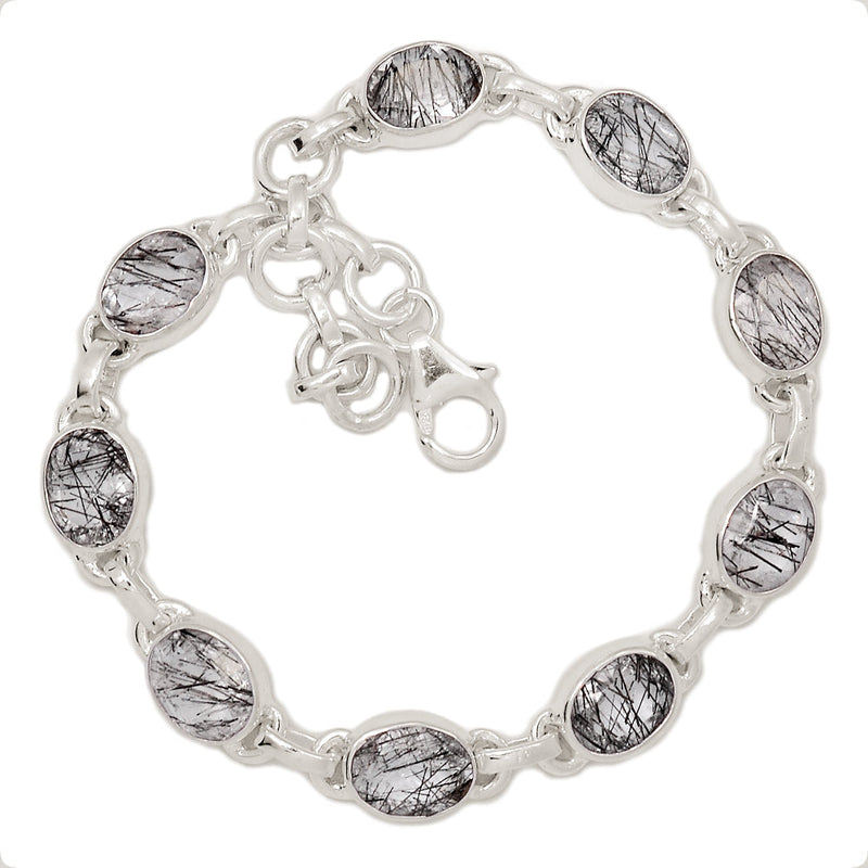 7.6" Black Rutilated Quartz Faceted Bracelets - BRFB28