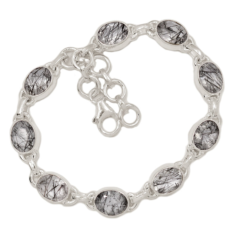 7.6" Black Rutilated Quartz Faceted Bracelets - BRFB30