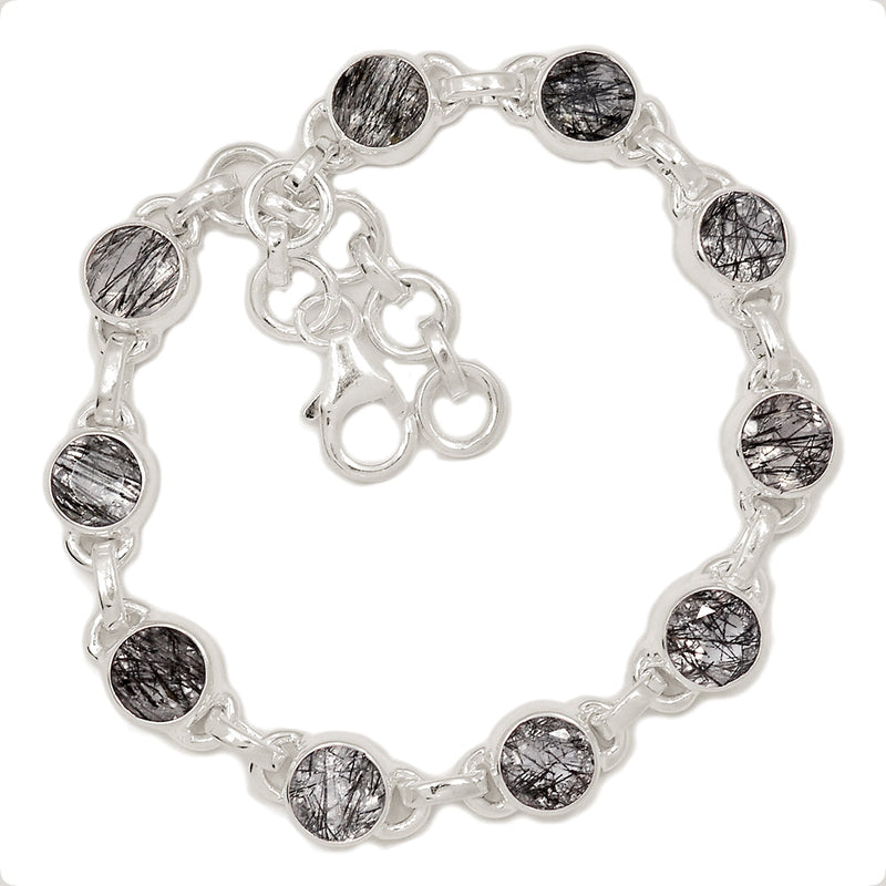 7.3" Black Rutilated Quartz Faceted Bracelets - BRFB34