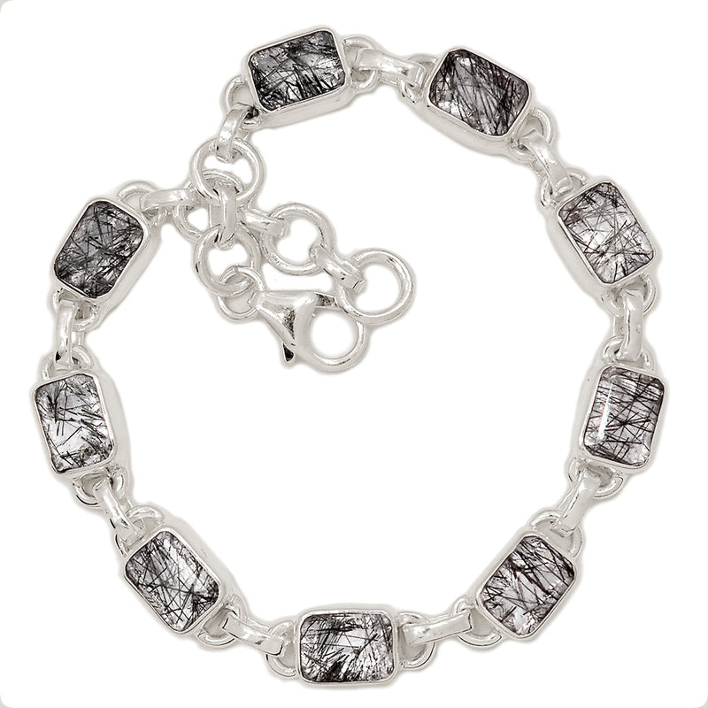 7.3" Black Rutilated Quartz Faceted Bracelets - BRFB36