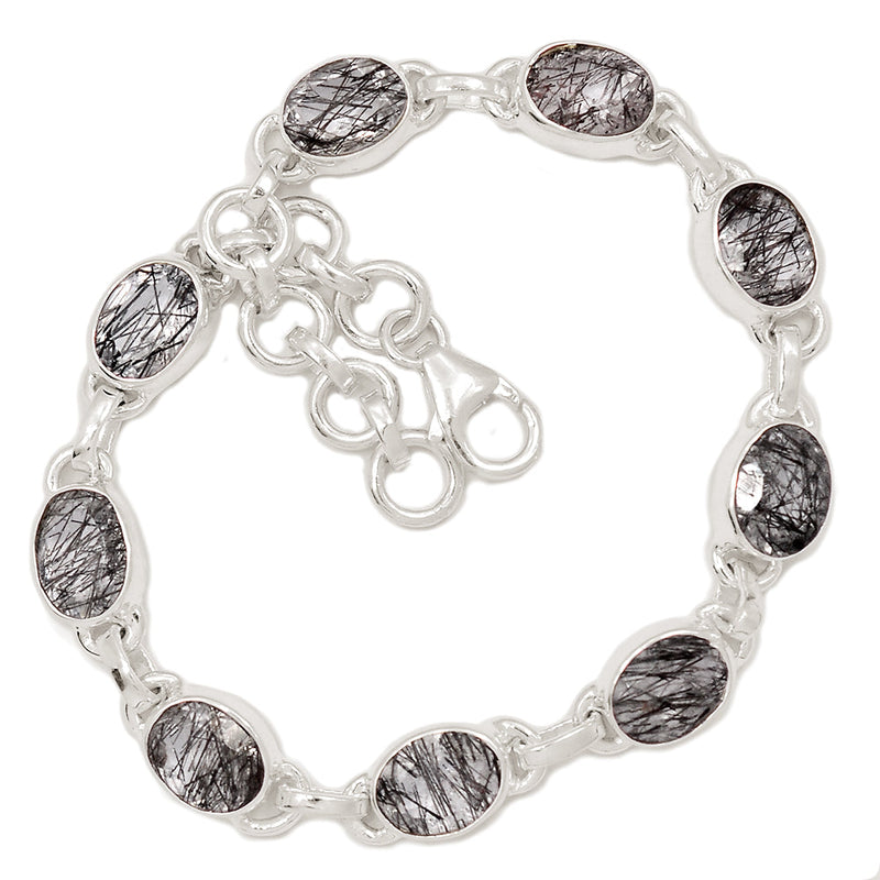 7.6" Black Rutilated Quartz Faceted Bracelets - BRFB38