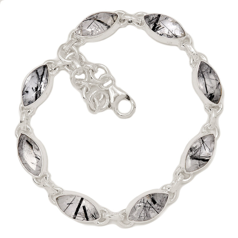 8.3" Black Rutilated Quartz Faceted Bracelets - BRFB40