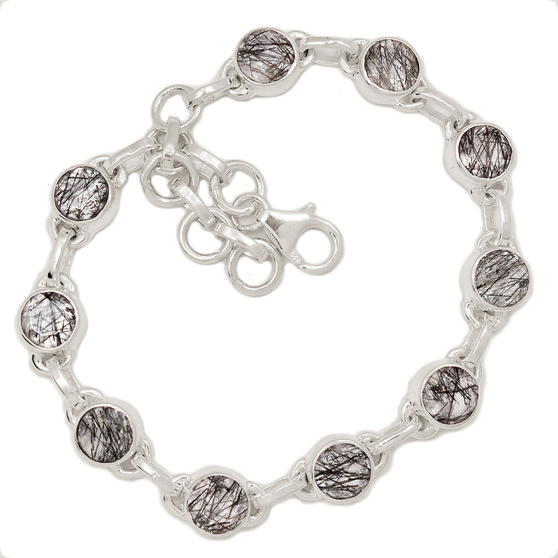 7.8" Black Rutilated Quartz Faceted Bracelets - BRFB43