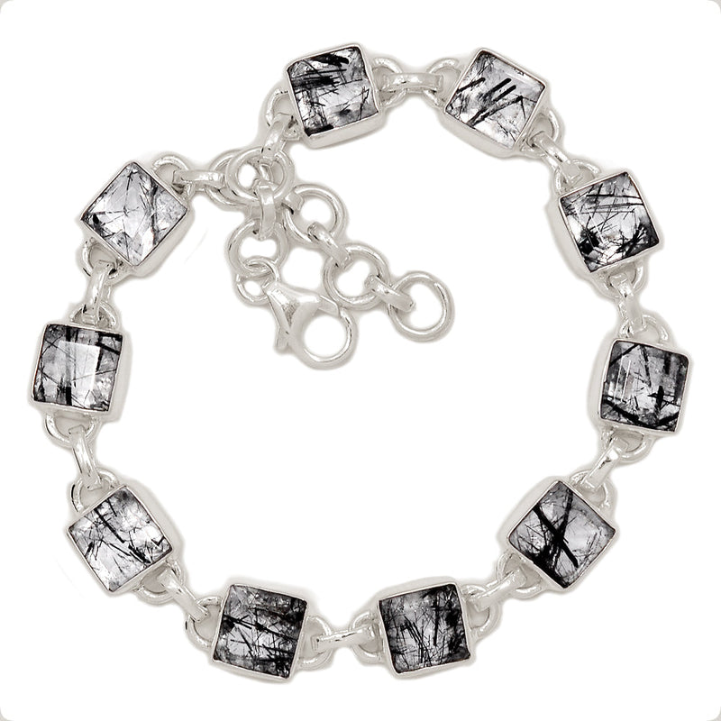 8.3" Black Rutilated Quartz Faceted Bracelets - BRFB45