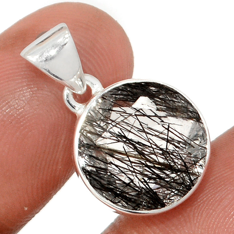 1" Black Rutilated Quartz Faceted Pendants - BRFP544