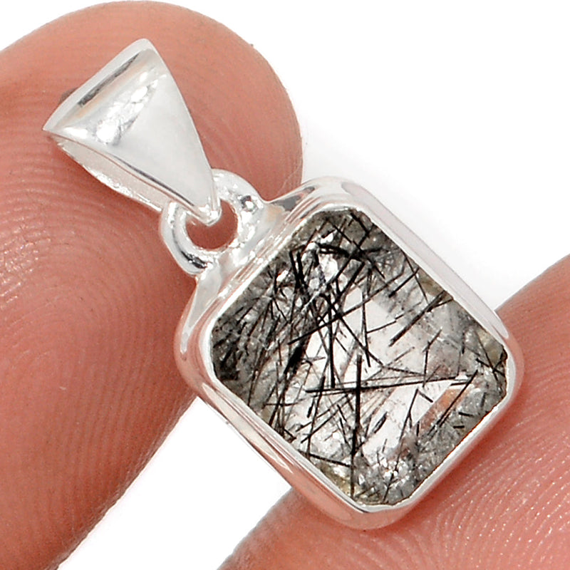 0.8" Black Rutilated Quartz Faceted Pendants - BRFP545