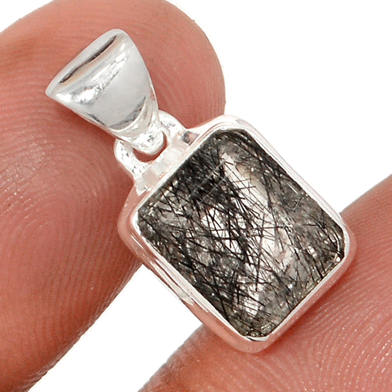 0.8" Black Rutilated Quartz Faceted Pendants - BRFP550