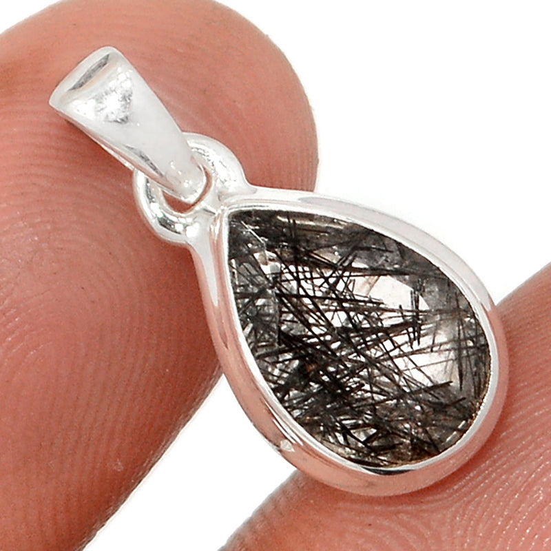 0.8" Black Rutilated Quartz Faceted Pendants - BRFP552