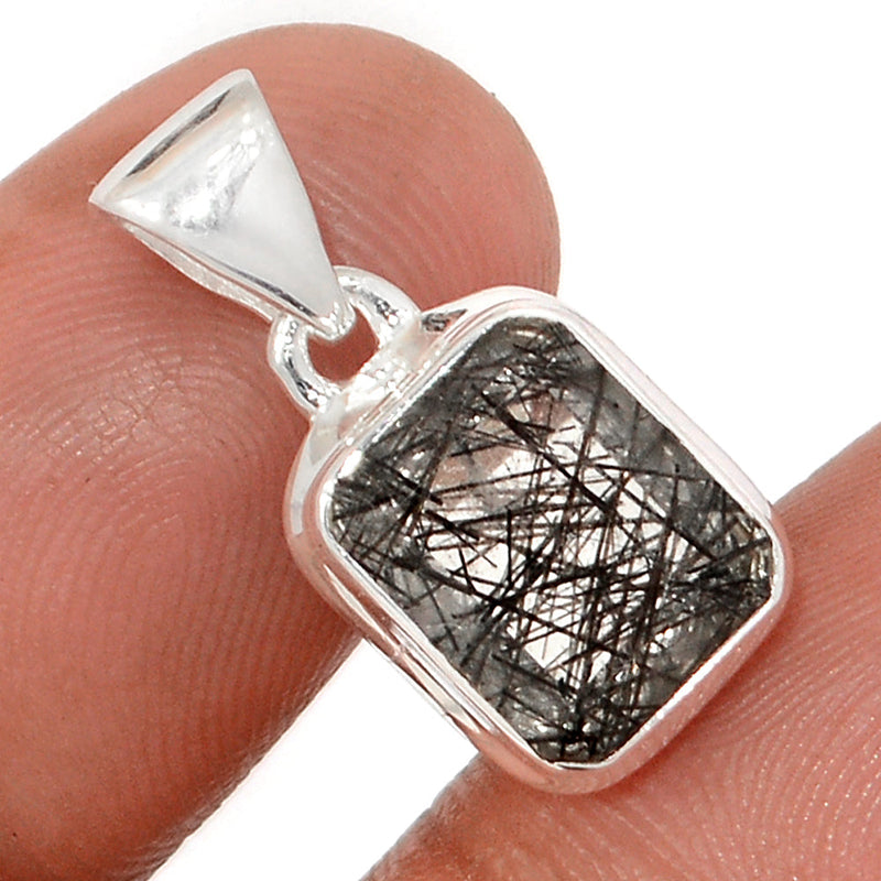 0.8" Black Rutilated Quartz Faceted Pendants - BRFP554