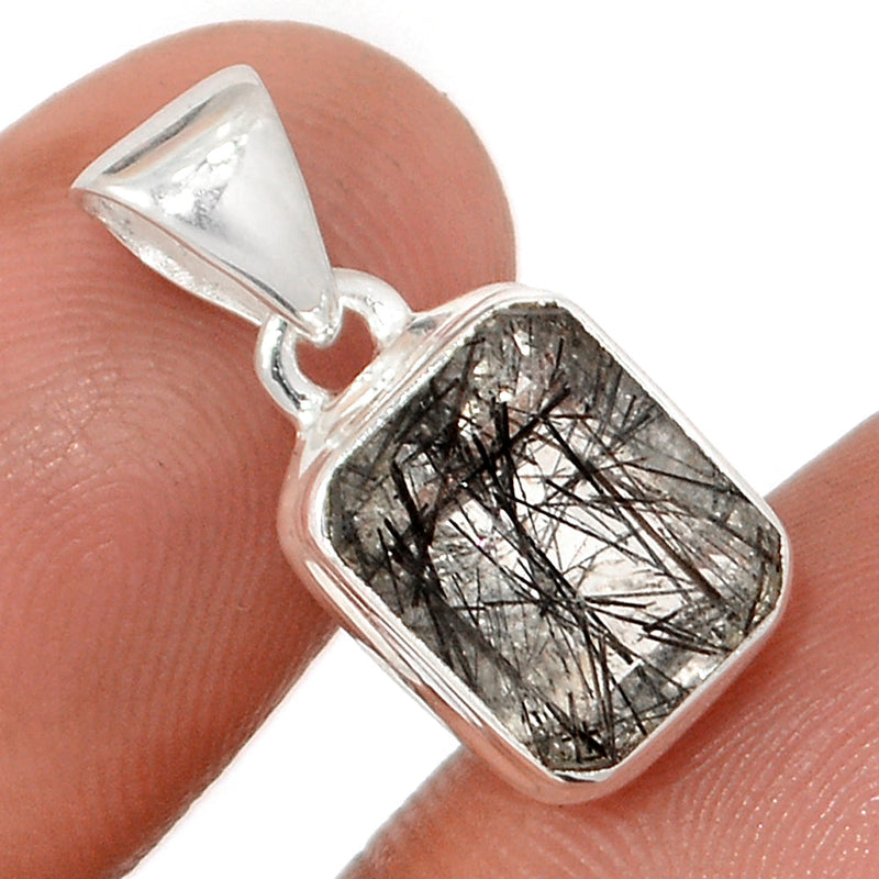 0.8" Black Rutilated Quartz Faceted Pendants - BRFP557