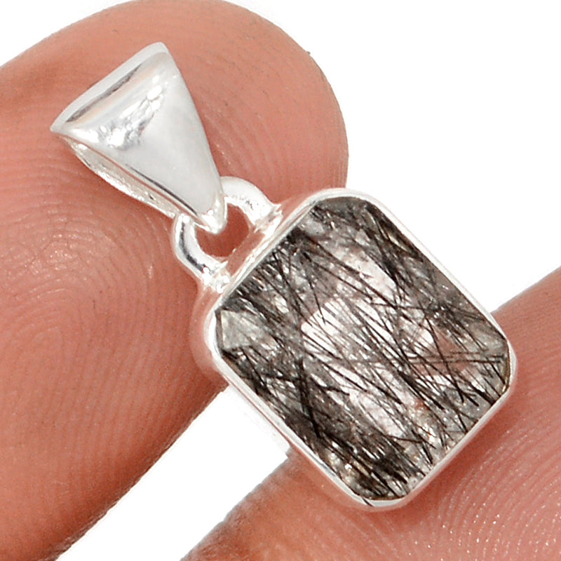 0.8" Black Rutilated Quartz Faceted Pendants - BRFP561