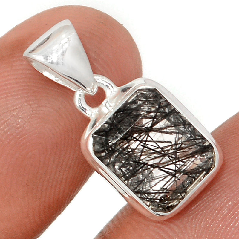 0.8" Black Rutilated Quartz Faceted Pendants - BRFP563