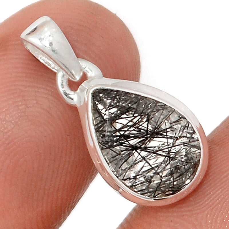 0.8" Black Rutilated Quartz Faceted Pendants - BRFP569