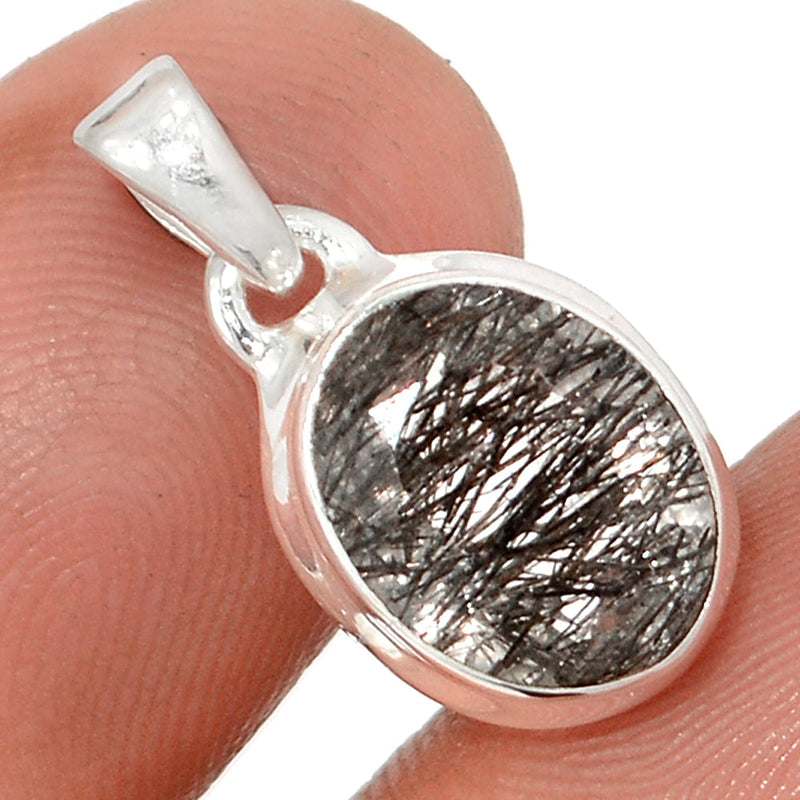 0.8" Black Rutilated Quartz Faceted Pendants - BRFP570