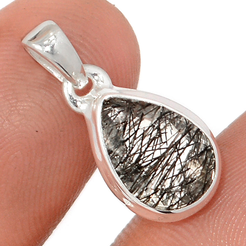 0.8" Black Rutilated Quartz Faceted Pendants - BRFP576