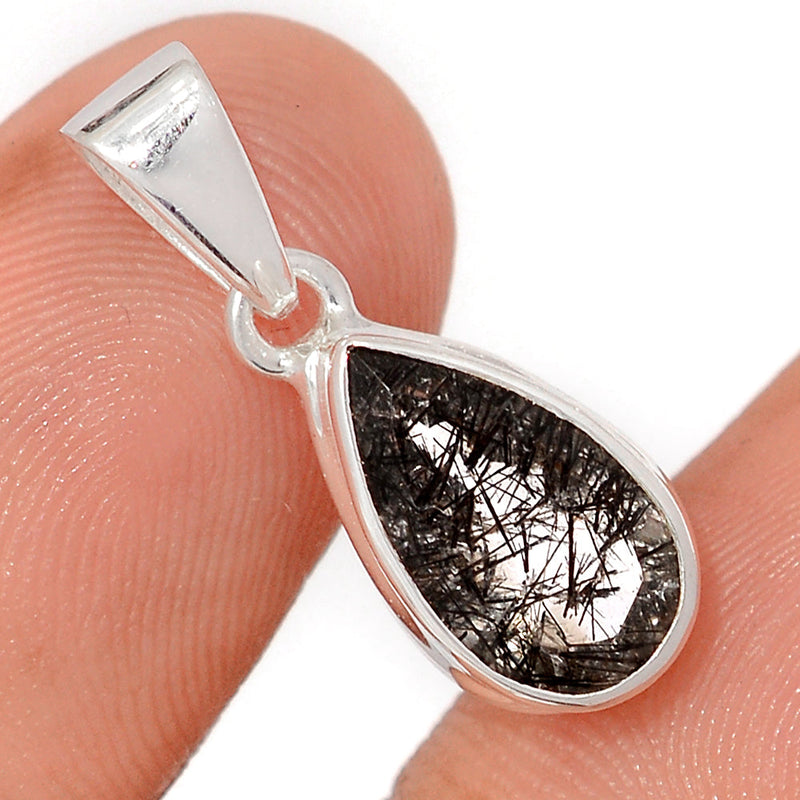 1" Black Rutilated Quartz Faceted Pendants - BRFP577