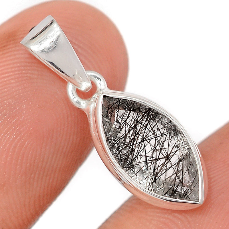 1" Black Rutilated Quartz Faceted Pendants - BRFP578