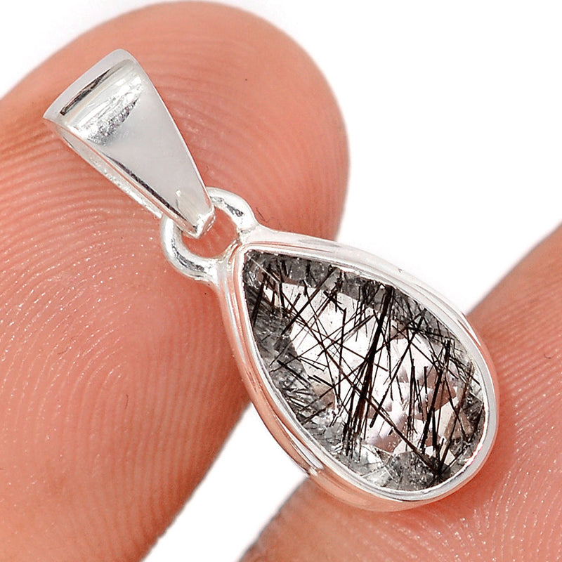 1" Black Rutilated Quartz Faceted Pendants - BRFP579