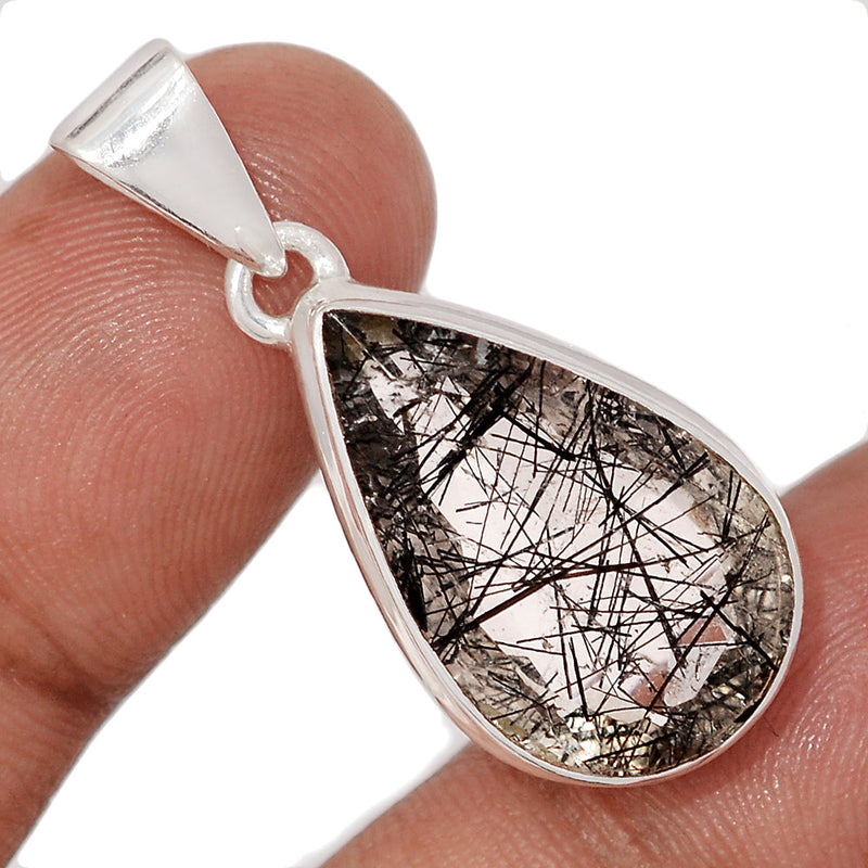 1.5" Black Rutilated Quartz Faceted Pendants - BRFP583
