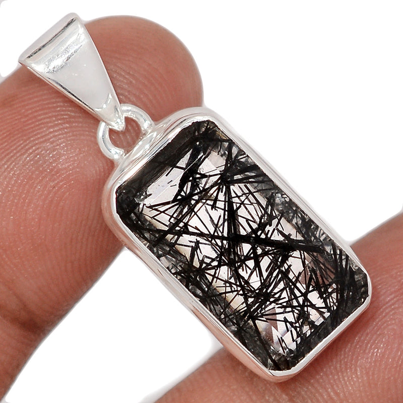 1.5" Black Rutilated Quartz Faceted Pendants - BRFP585